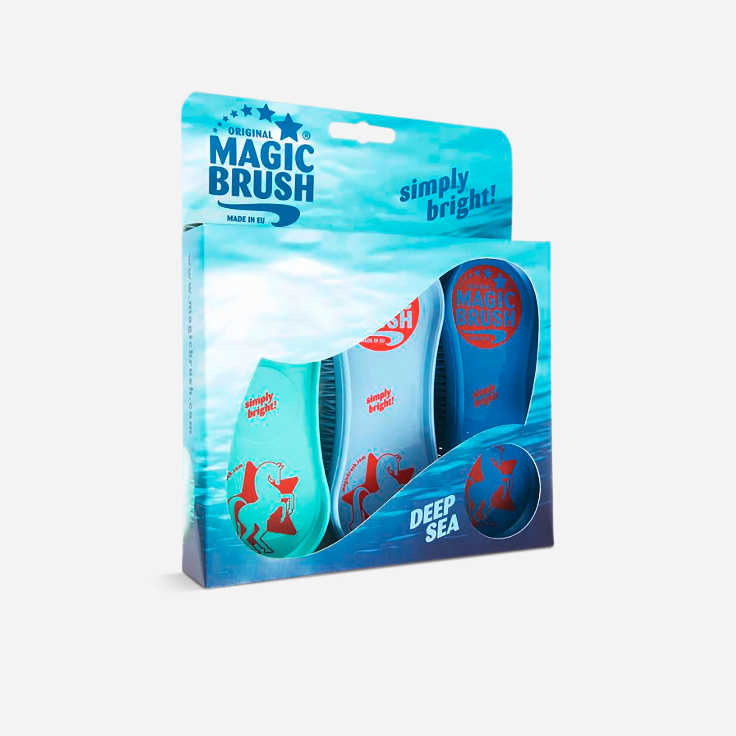 KERBL Magic Brush Horse Riding Brushes Tri-Pack - Turquoise/Mauve/Blue