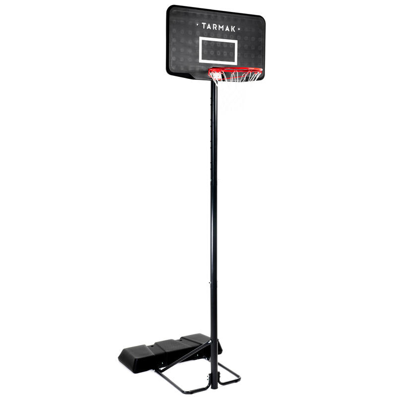 Basketbalpaal voor kinderen en volwassenen B100 zwart Verstelbaar van 2,20-3,05 m.