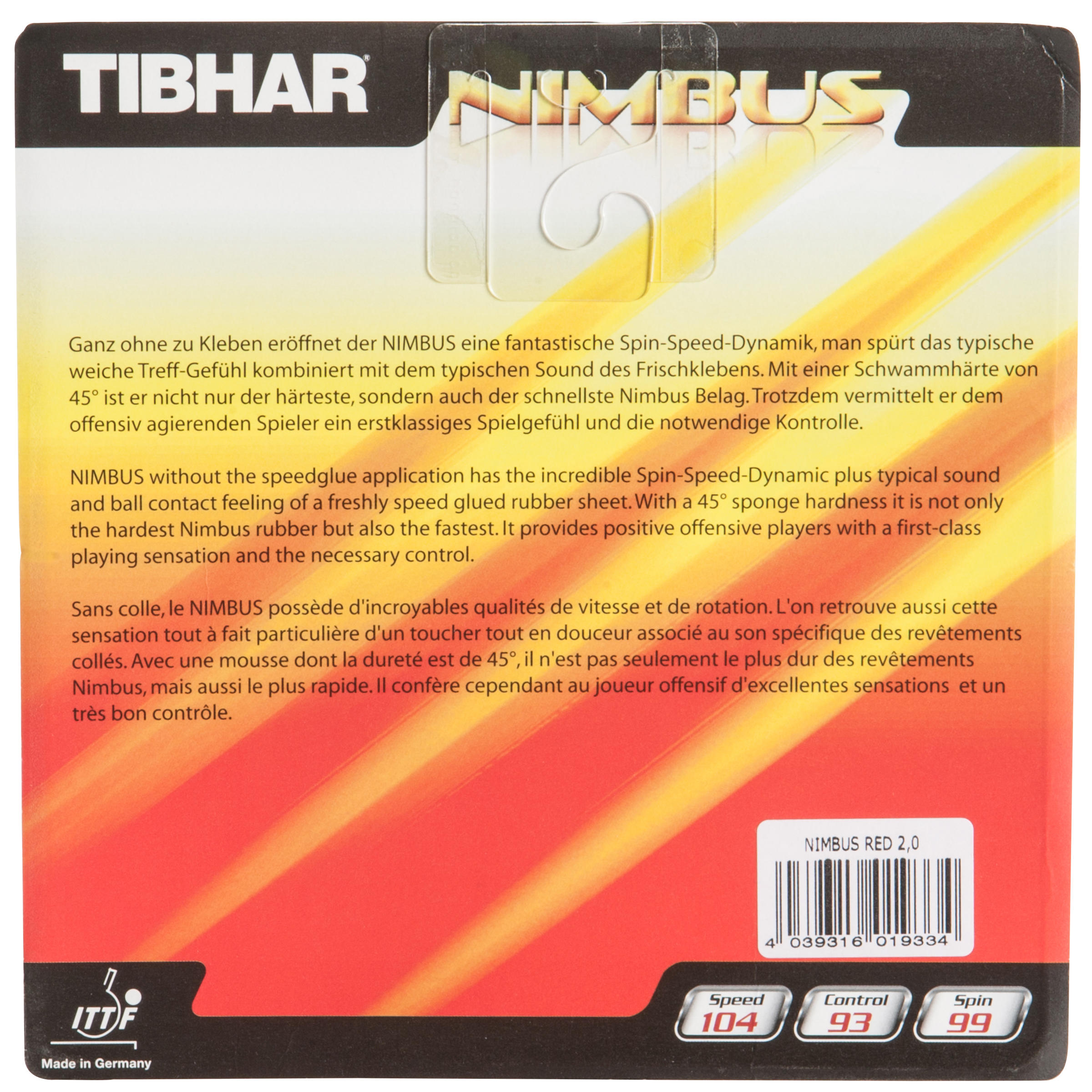 Nimbus Table Tennis Rubber 2/10