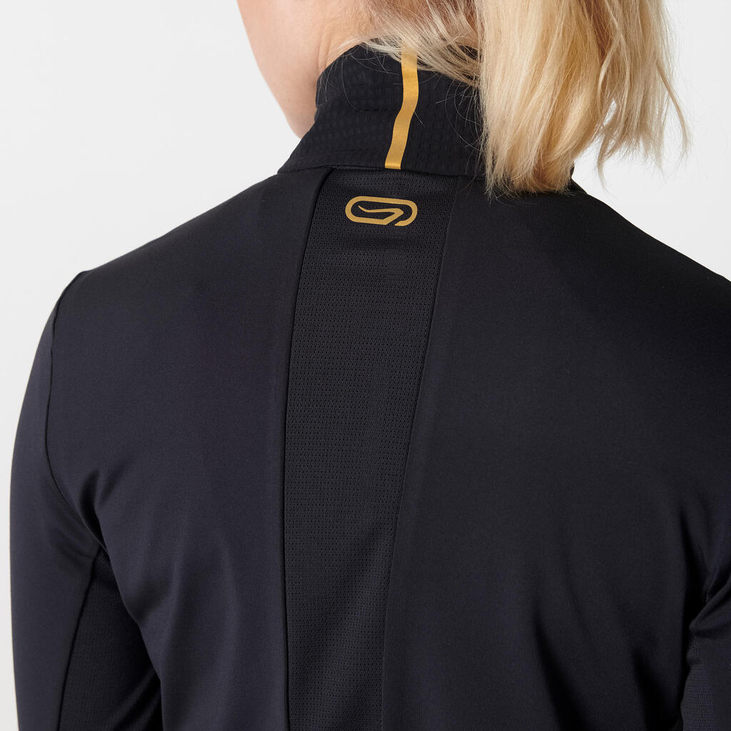 Laufjacke Kiprun Warm Damen schwarz/gold
