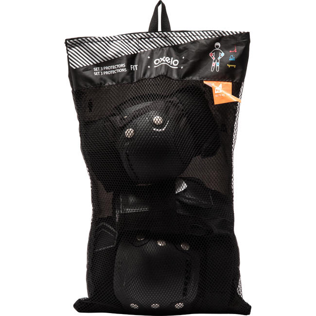 Adult Inline Skate Roller Protection Set Fit500 Black/Grey