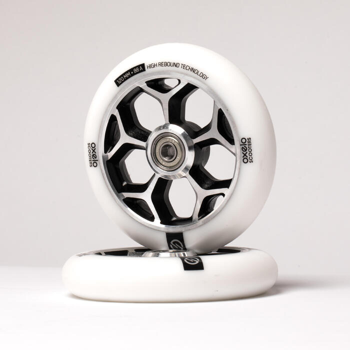 Roue trottinette freestyle core alu gris PU noir 120mm Roue trottinette freestyle core alu gris PU noir 120mm