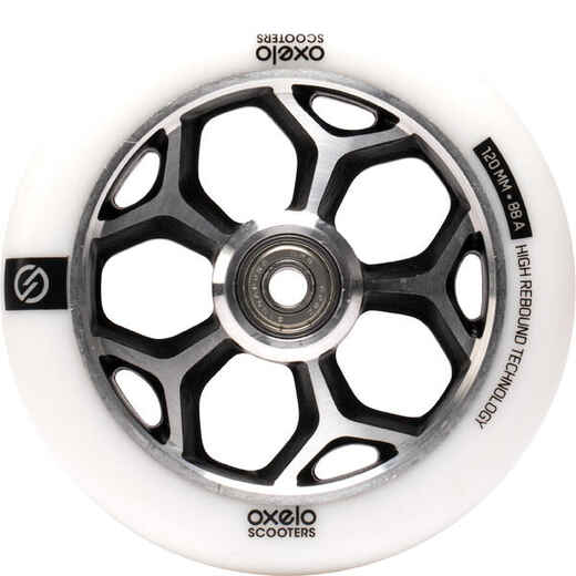 
      120mm Grey Alu Core White PU Freestyle Scooter Wheel
  