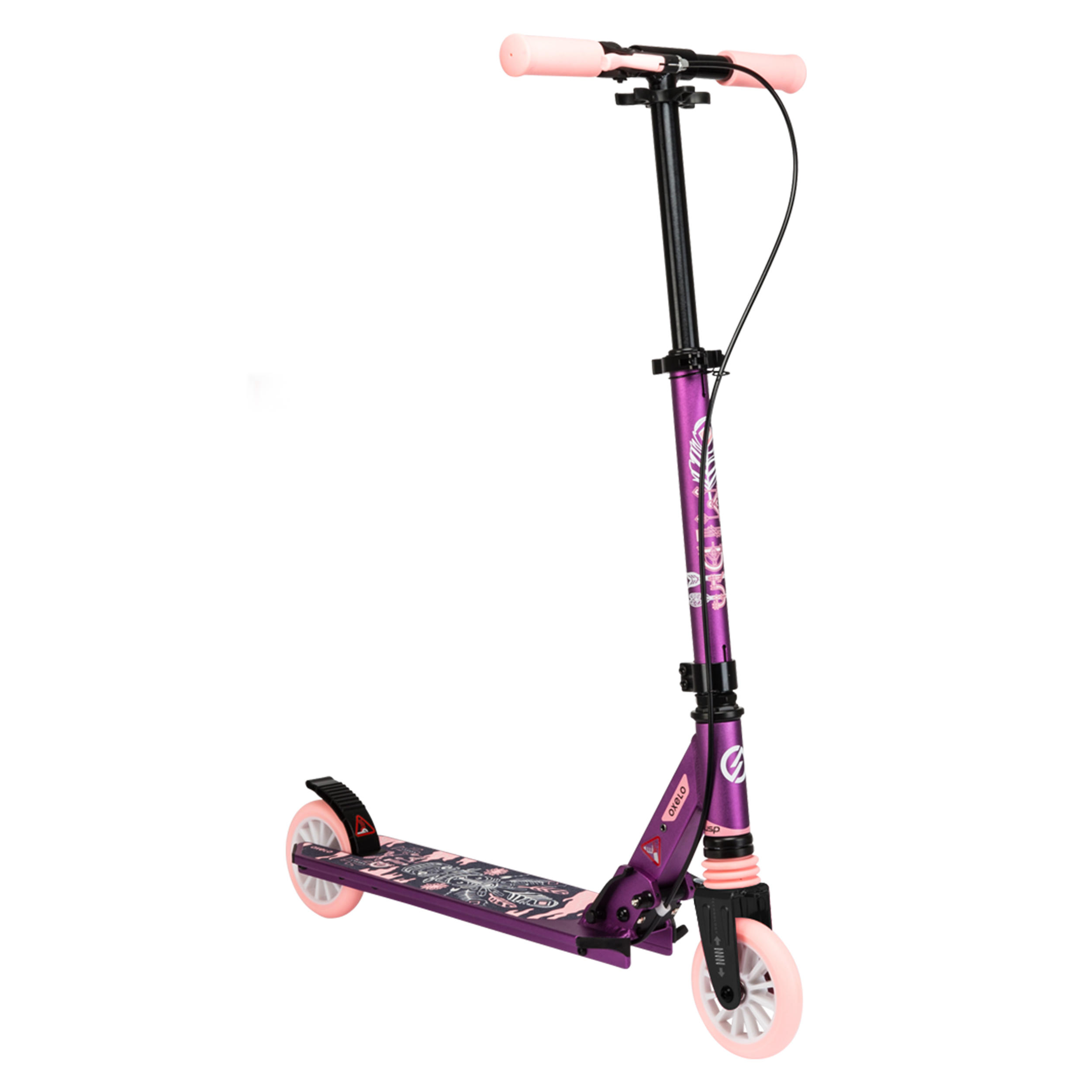 Scooter Tretroller Kinder mit Federung und Lenkerbremse - Mid 5  violett 28/34