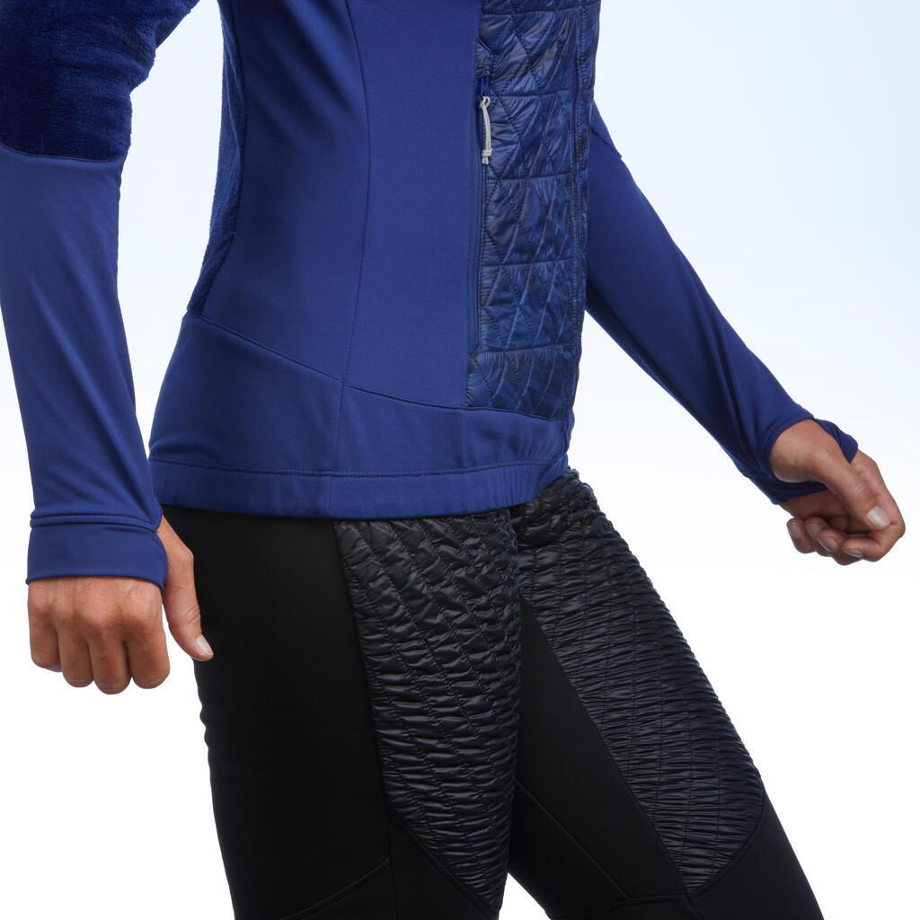 Fleecejacke Hybridjacke warm Damen Wandern - MH900 Mountain schwarz
