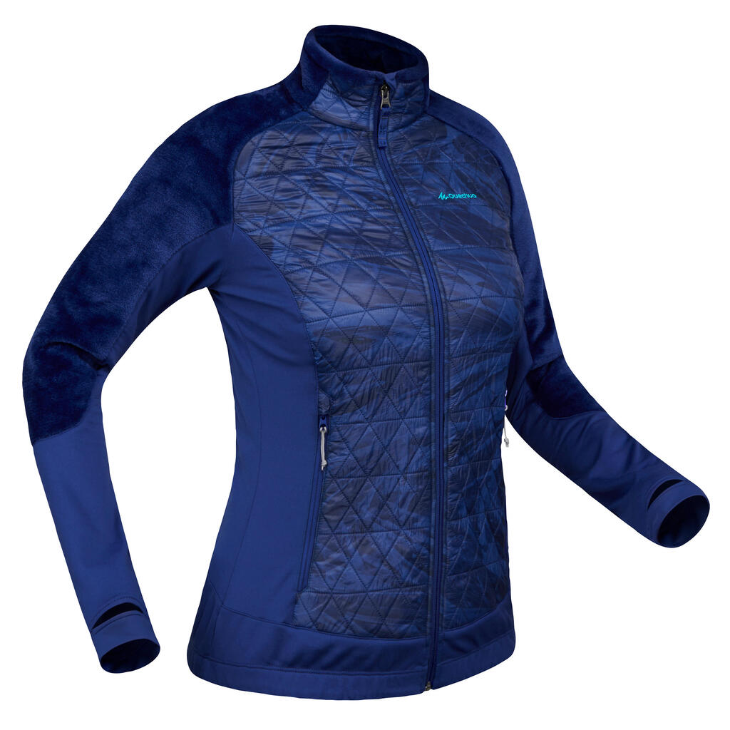 Hybrid-Fleecejacke Winterwandern SH900 X-Warm Damen blau
