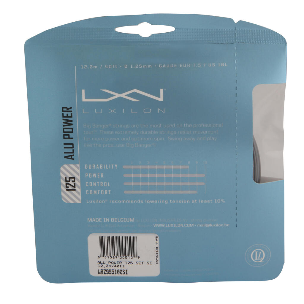 ŽICA ZA REKET ZA TENIS BANGER ALU POWER JEDNOSTRUKA 1,25 mm - SIVA