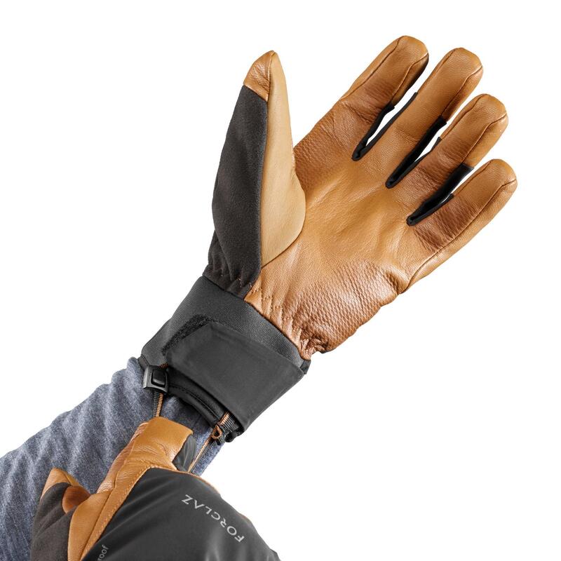 Adult Mountain Trekking Waterproof Leather Gloves TREK 900 Brown