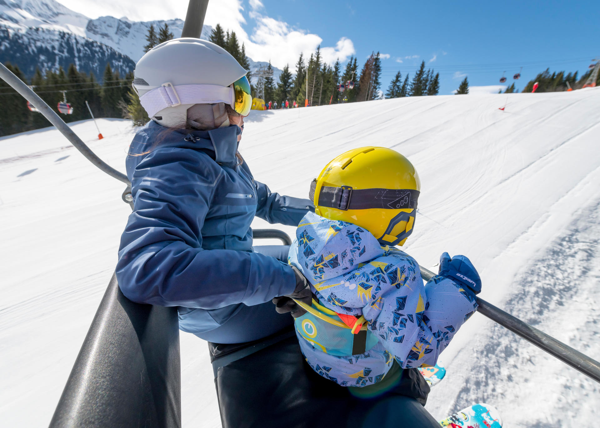 HARNAIS D'INITIATION AU SKI ENFANT SKIWIZ 100 JAUNE ET MARINE