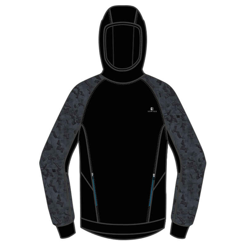 Warm Breathable Synthetic Sweatshirt S500 - Black and Grey Print