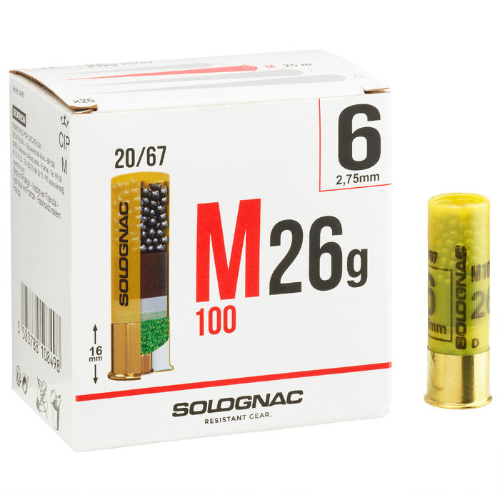 Calibre 20 CARTOUCHE M100 CALIBRE 20/67 26G PLOMB N°6 X25 ...