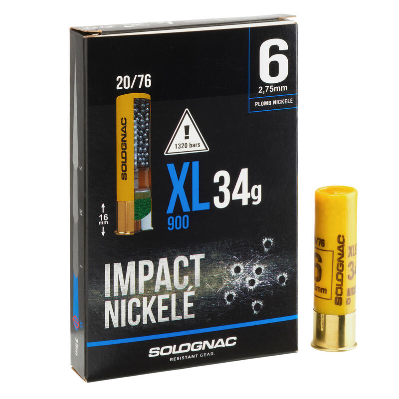 CARTOUCHE XL900 34g NI CALIBRE 20/76 PLOMB N°6 X10