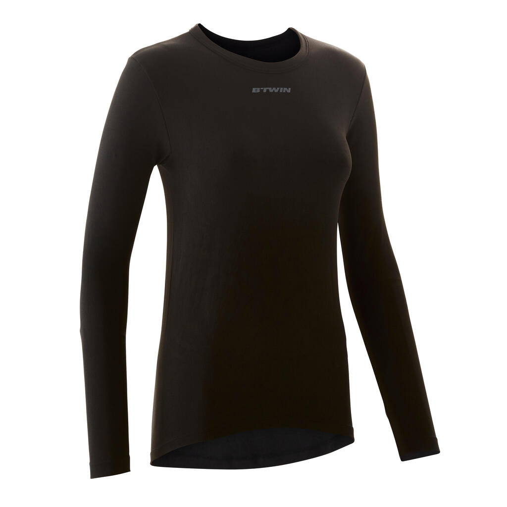 100 Women's Long-Sleeved Cycling Base Layer - Black