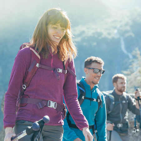 MH100 Women's Mountain Hiking Fleece - Turquoise Stripe