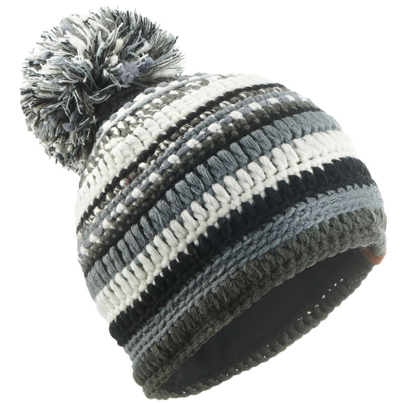 ADULT SKI AND SNOWBOARD HEADWEAR - MIXYARN HAT - BLACK WHITE WEDZE