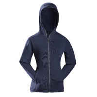 Women's blue 3 in 1 trekking travel jacket TRAVEL 100