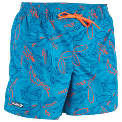 100 Kids' Short Surfing Boardshorts - Turquoise