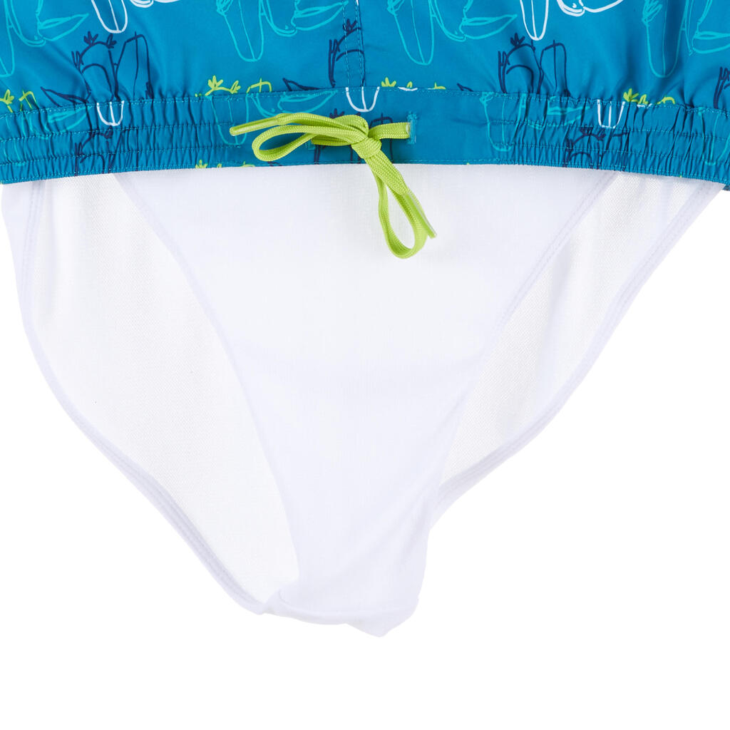 100 Kids' Short Surfing Boardshorts - Toukan Turquoise