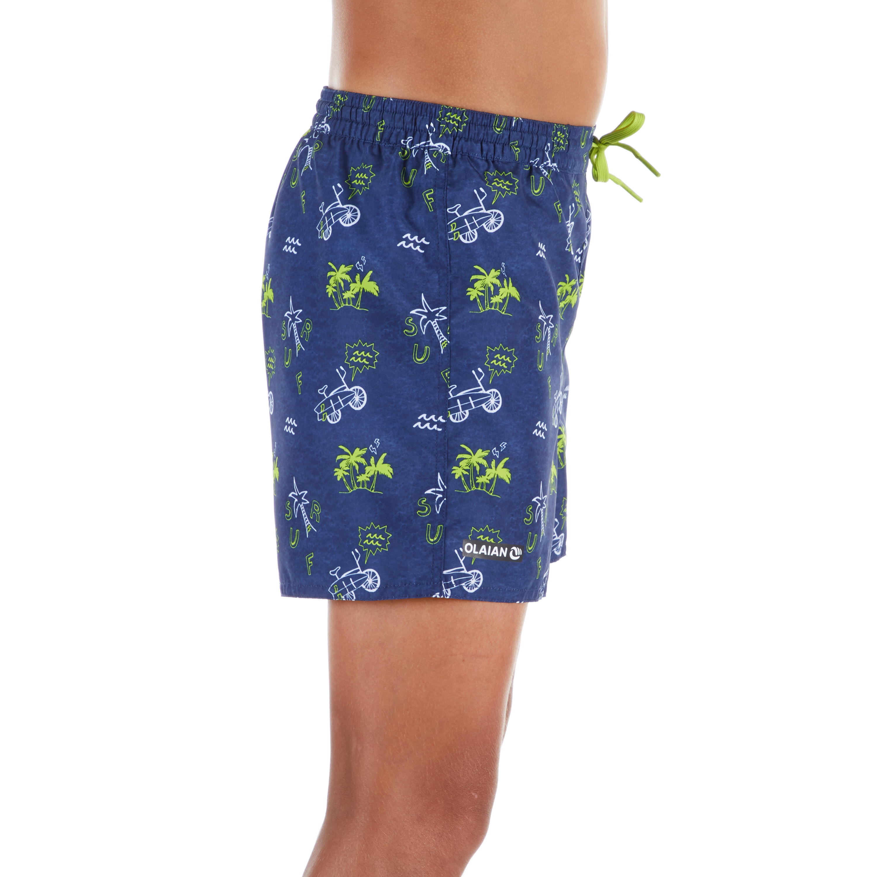 

Kids' Surfing Boardshorts 100 - Palmitos Blue -  By OLAIAN | Decathlon