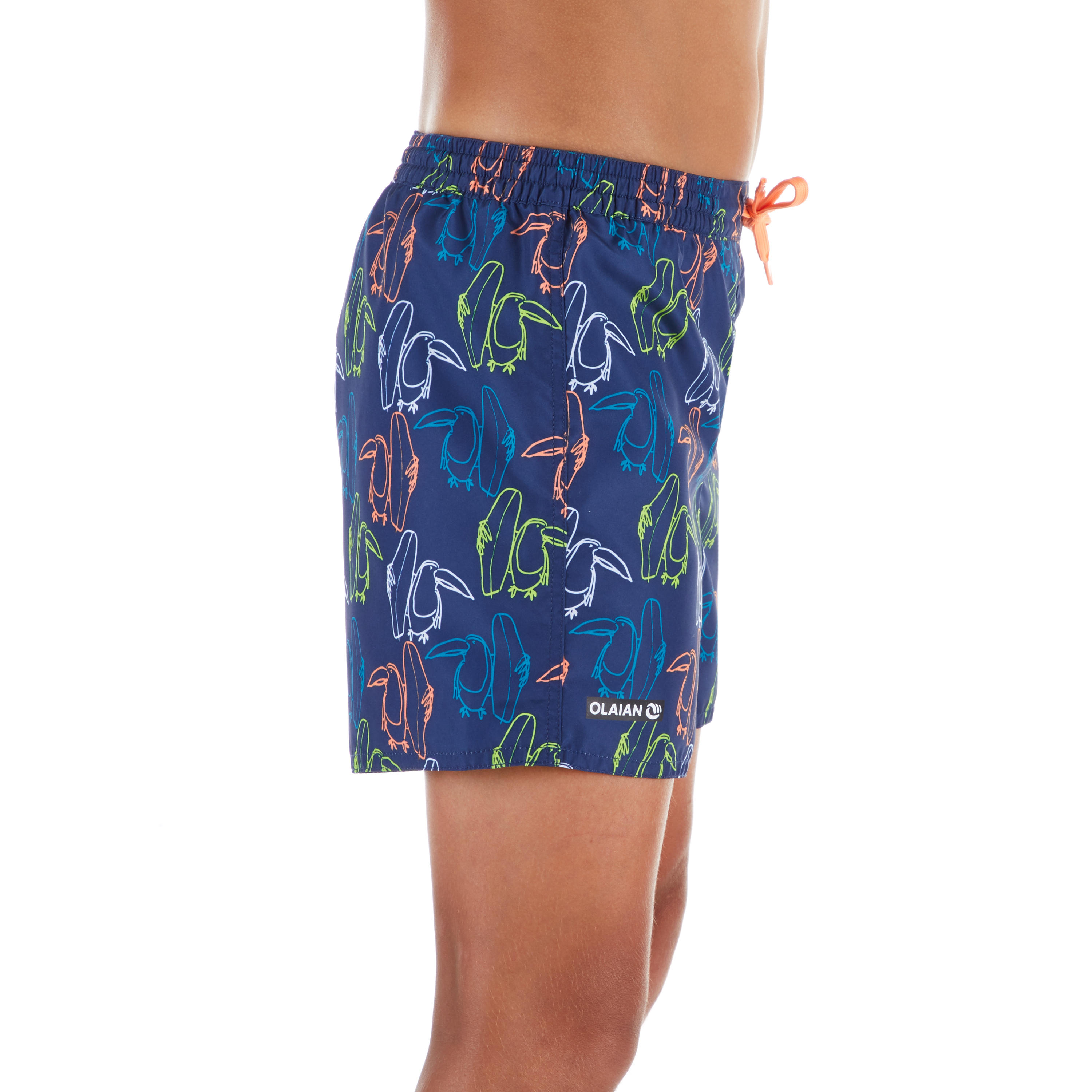 

100 Kids' Short Surfing Boardshorts - Toukan Blue