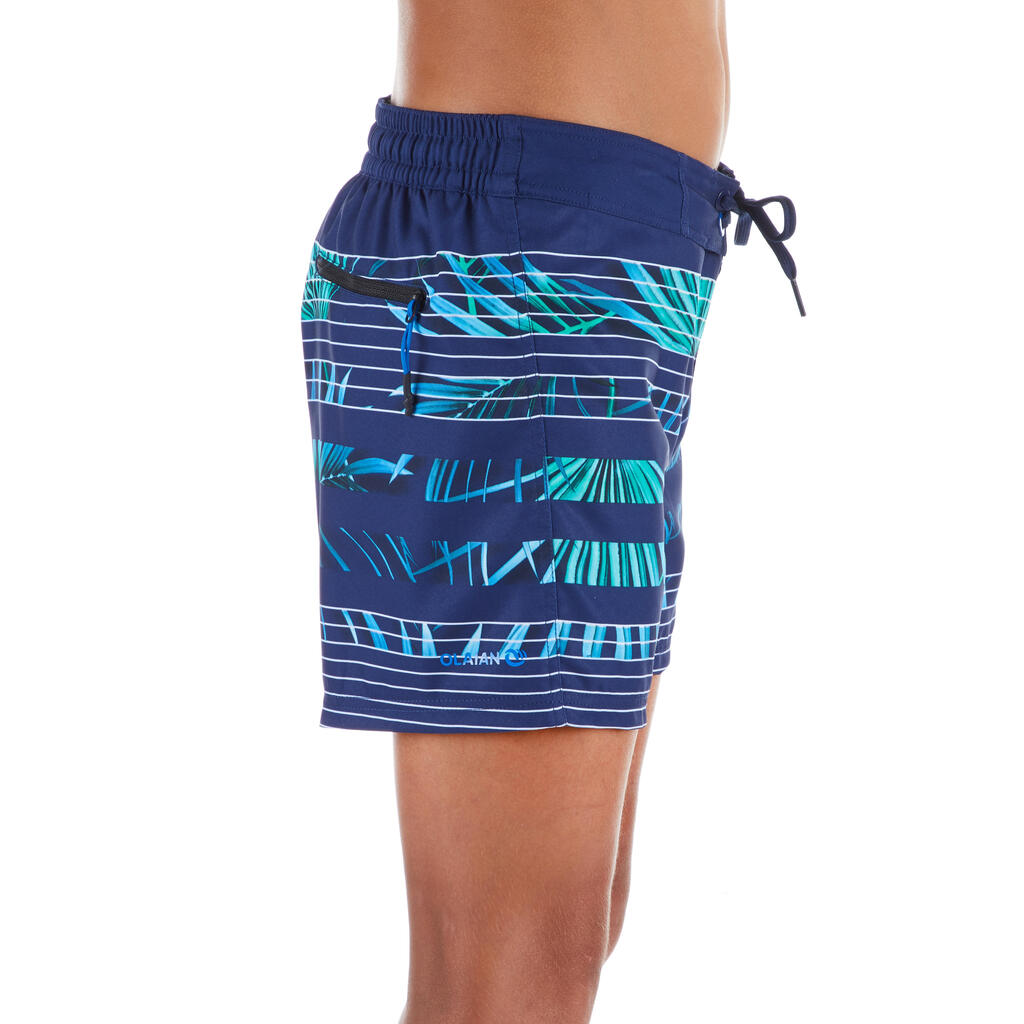 500 Tween Short Surfing Boardshorts - Palm Blue