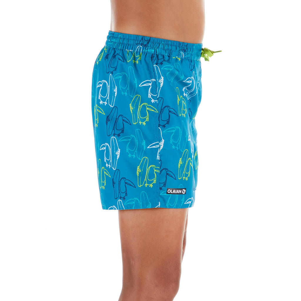 100 Kids' Short Surfing Boardshorts - Toukan Turquoise