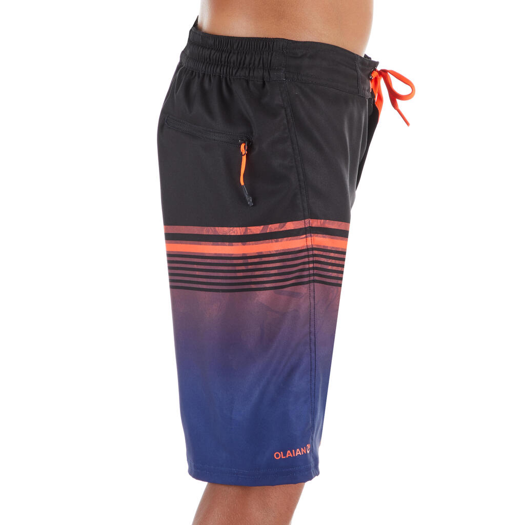 Lange Boardshorts Surfen 500 Tween Light Kinder rot