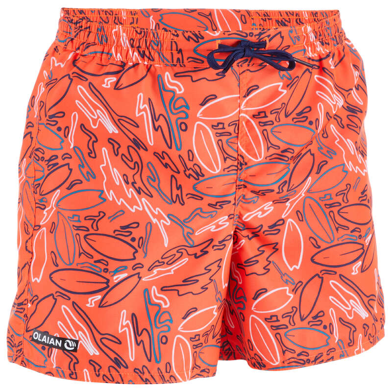 BOY'S BOARDSHORTS Swimwear and Beachwear - BBS 100 Kids' Board - Red OLAIAN - Swimwear and Beachwear