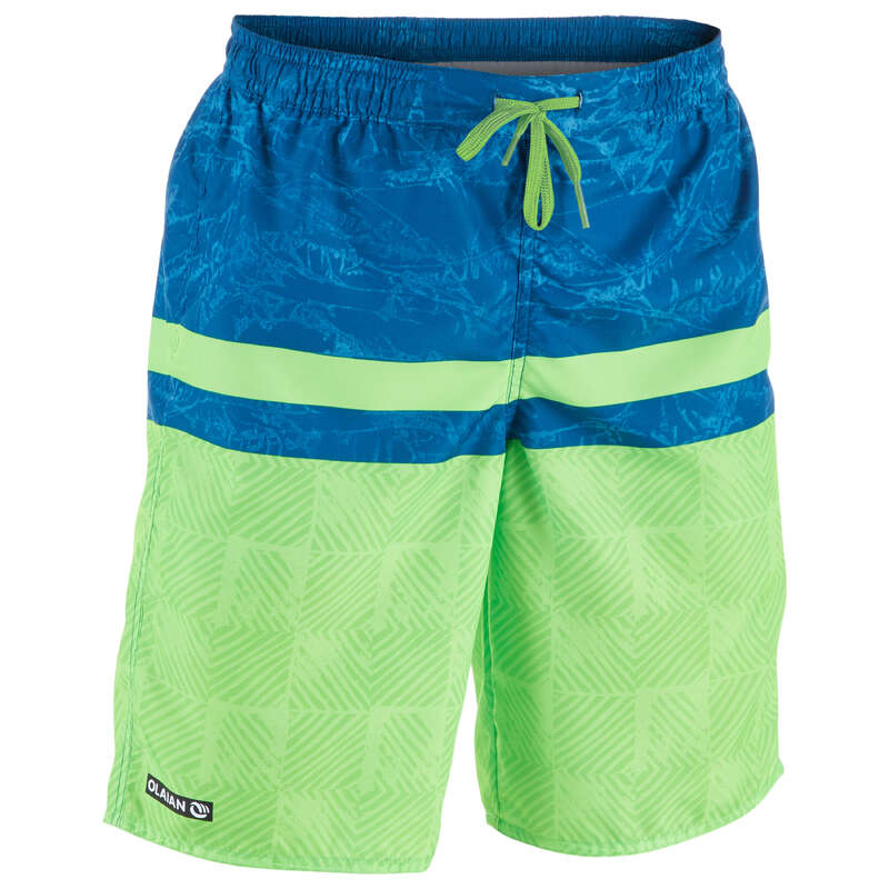 BOY'S BOARDSHORTS Clothing - SBS 100 Tween - Square Green OLAIAN - Swimwear and Beachwear
