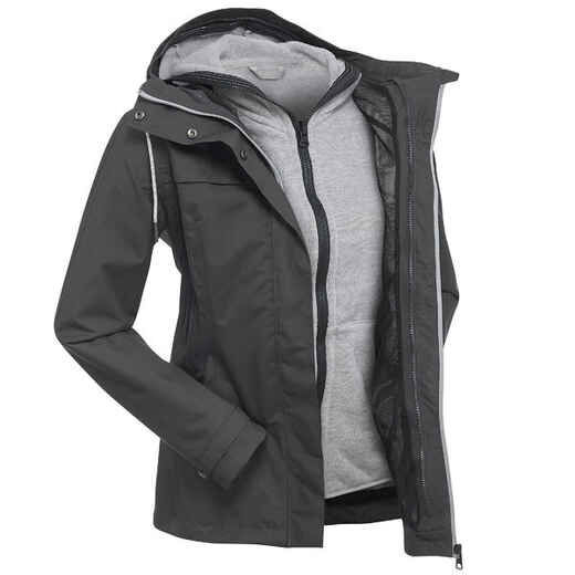 
      Veste 3en1 trekking voyage TRAVEL 100 femme gris
  