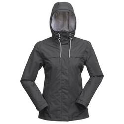 Women's grey 3 in 1 trekking travel jacket TRAVEL 100