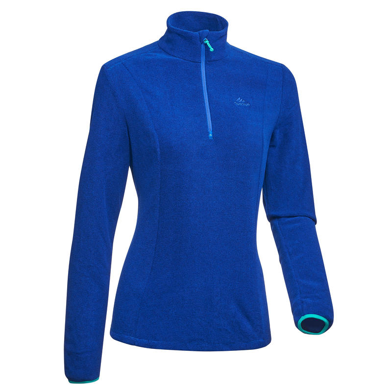 Polaire de randonnée montagne femme MH100 Bleue Rayée Polaire de randonnée montagne femme MH100 Bleue Rayée