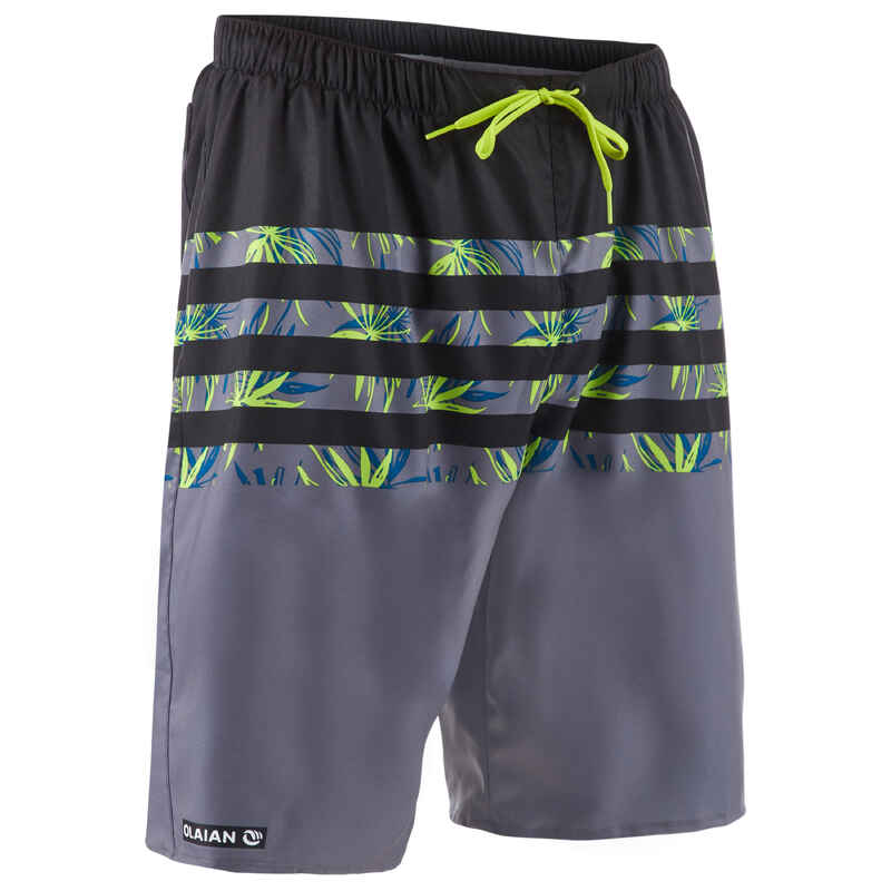 Boardshorts lang Surfen 100 Flostripe grau Boardshorts lang Surfen 100 Flostripe grau