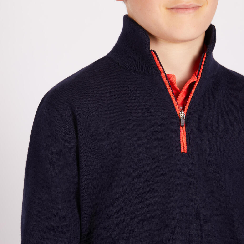 NAVY BLUE KIDS' WINDPROOF GOLF PULLOVER
