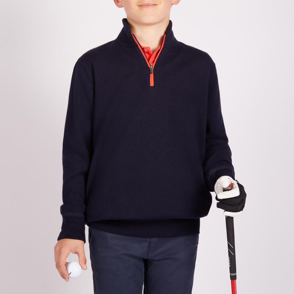 NAVY BLUE KIDS' WINDPROOF GOLF PULLOVER