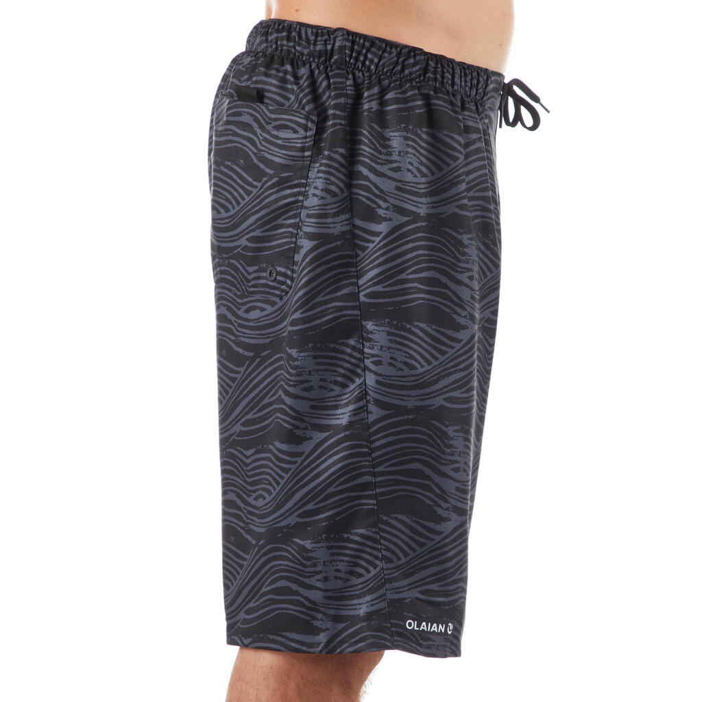 100 Long Surfing Boardshorts - Fake Stamp Black