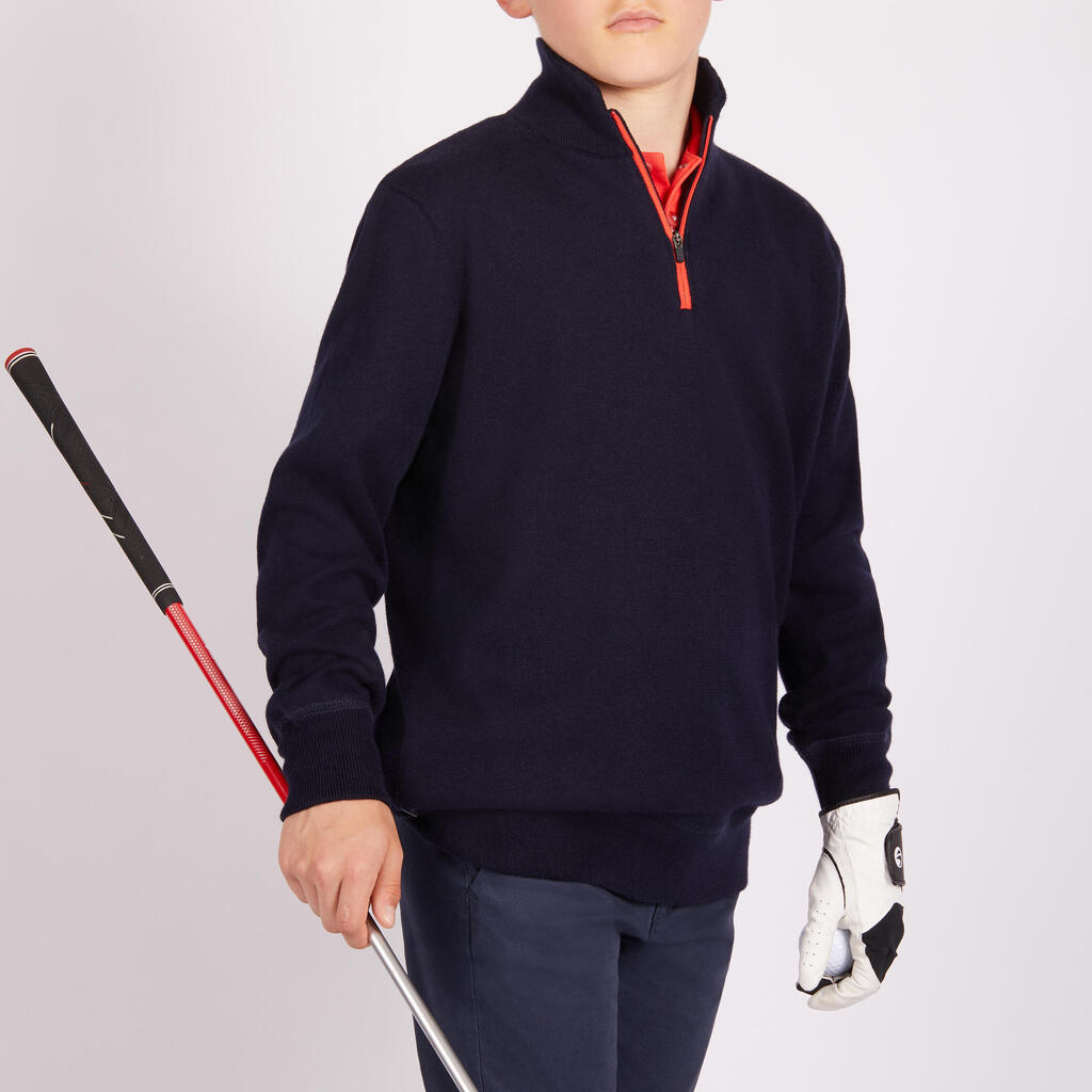 NAVY BLUE KIDS' WINDPROOF GOLF PULLOVER