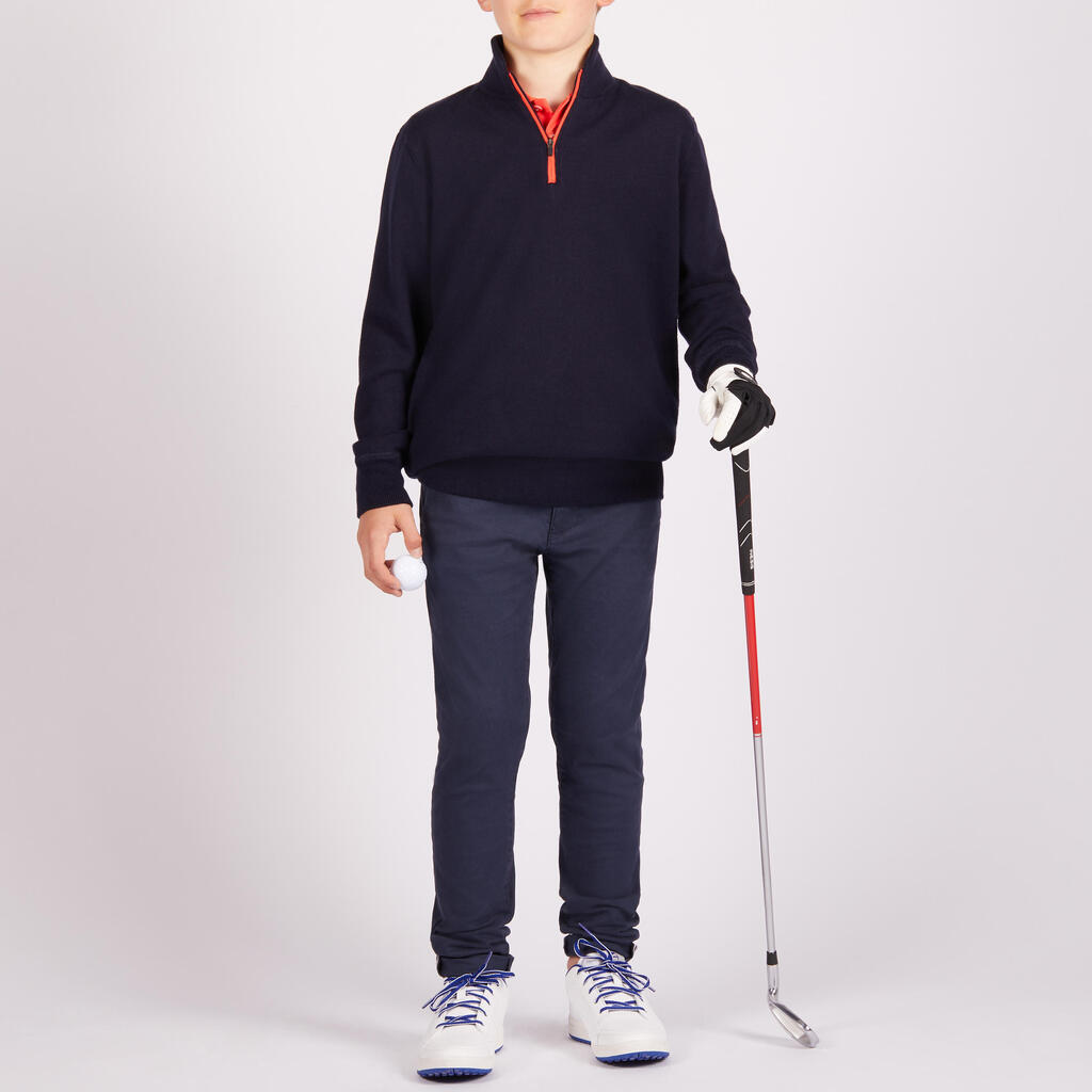 NAVY BLUE KIDS' WINDPROOF GOLF PULLOVER