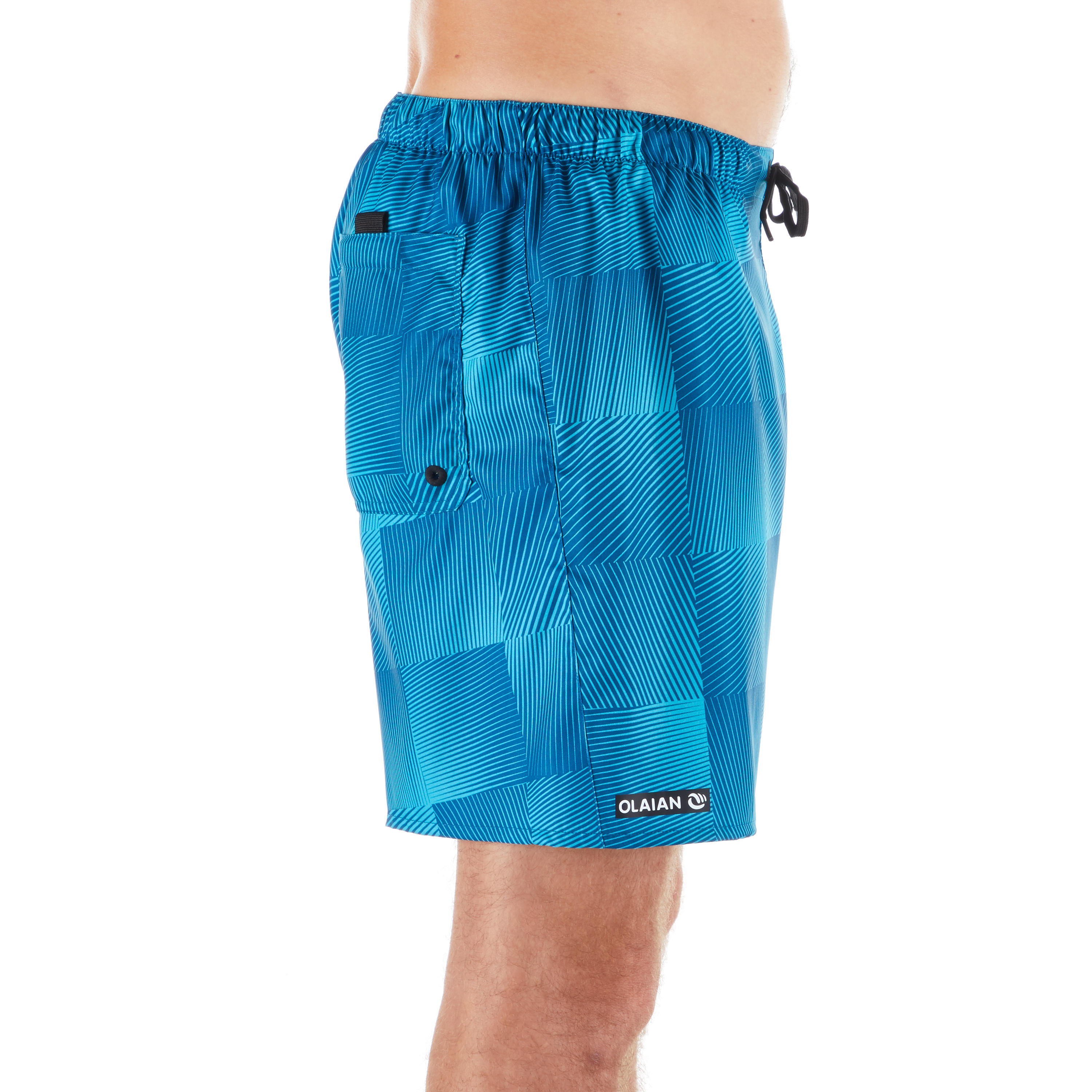 

Mens Surfing Boardshorts 100 Short - Square Blue -  By OLAIAN | Decathlon