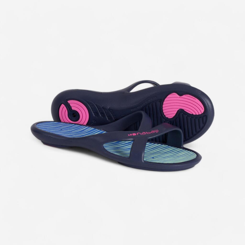 Women's pool sandals - Slap 500 print - Lay blue green