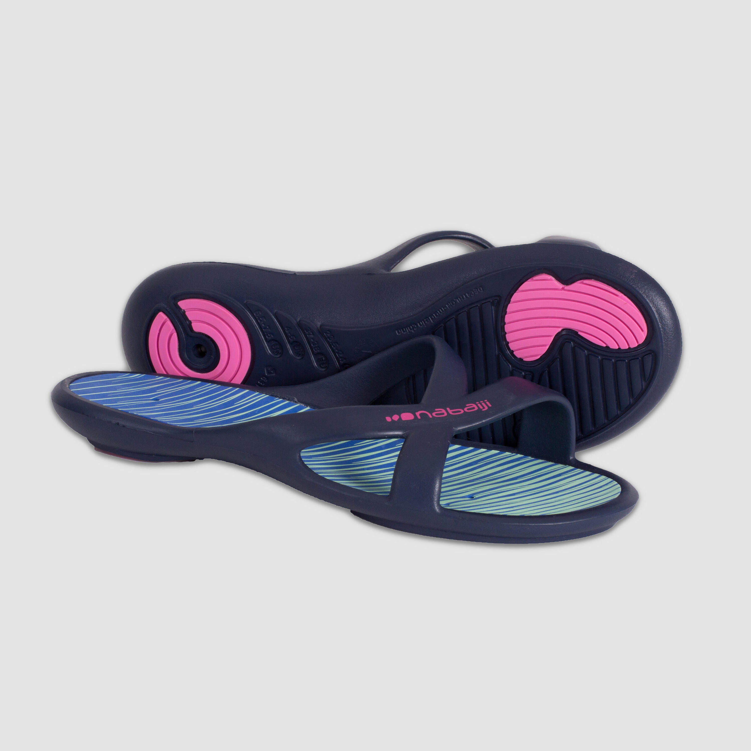 NABAIJI Women's pool sandals - Slap 500 print - Lay blue green