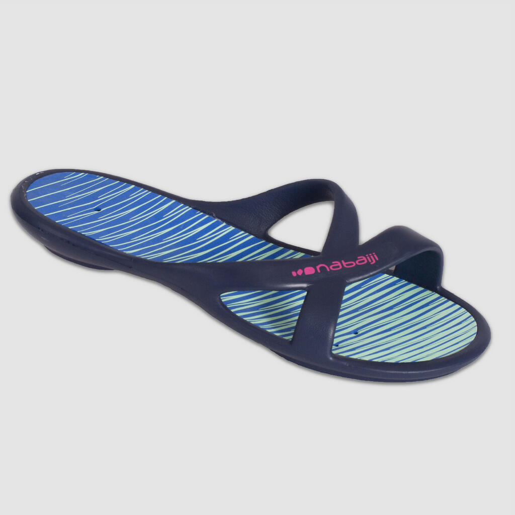 Women's pool sandals - Slap 500 print - Lay blue green