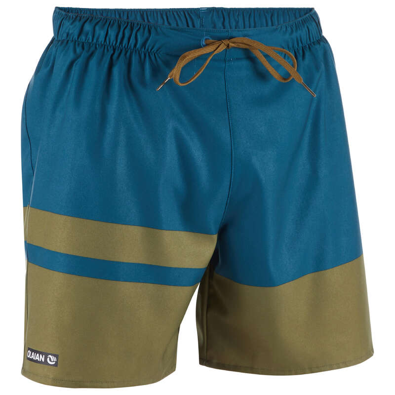 MEN'S BEGINNER BOARDSHORTS Swimwear and Beachwear - BBS 100 - Stripes Khaki OLAIAN - Swimwear and Beachwear