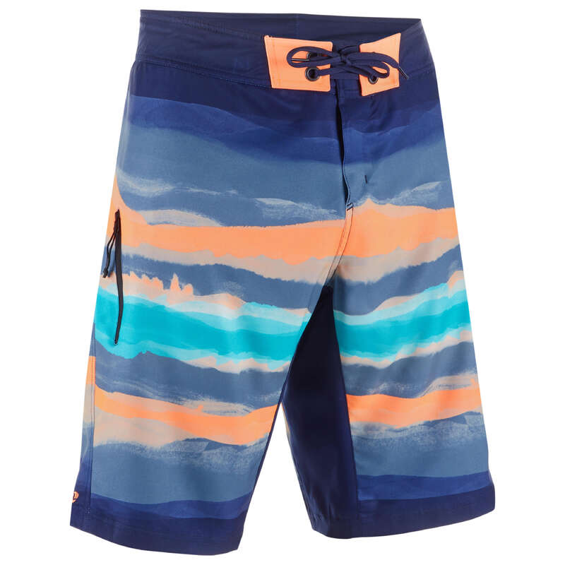 MEN'S INTERMEDIATE BOARDSHORTS Swimwear and Beachwear - SBS 500 - Paint Block Red OLAIAN - Swimwear and Beachwear