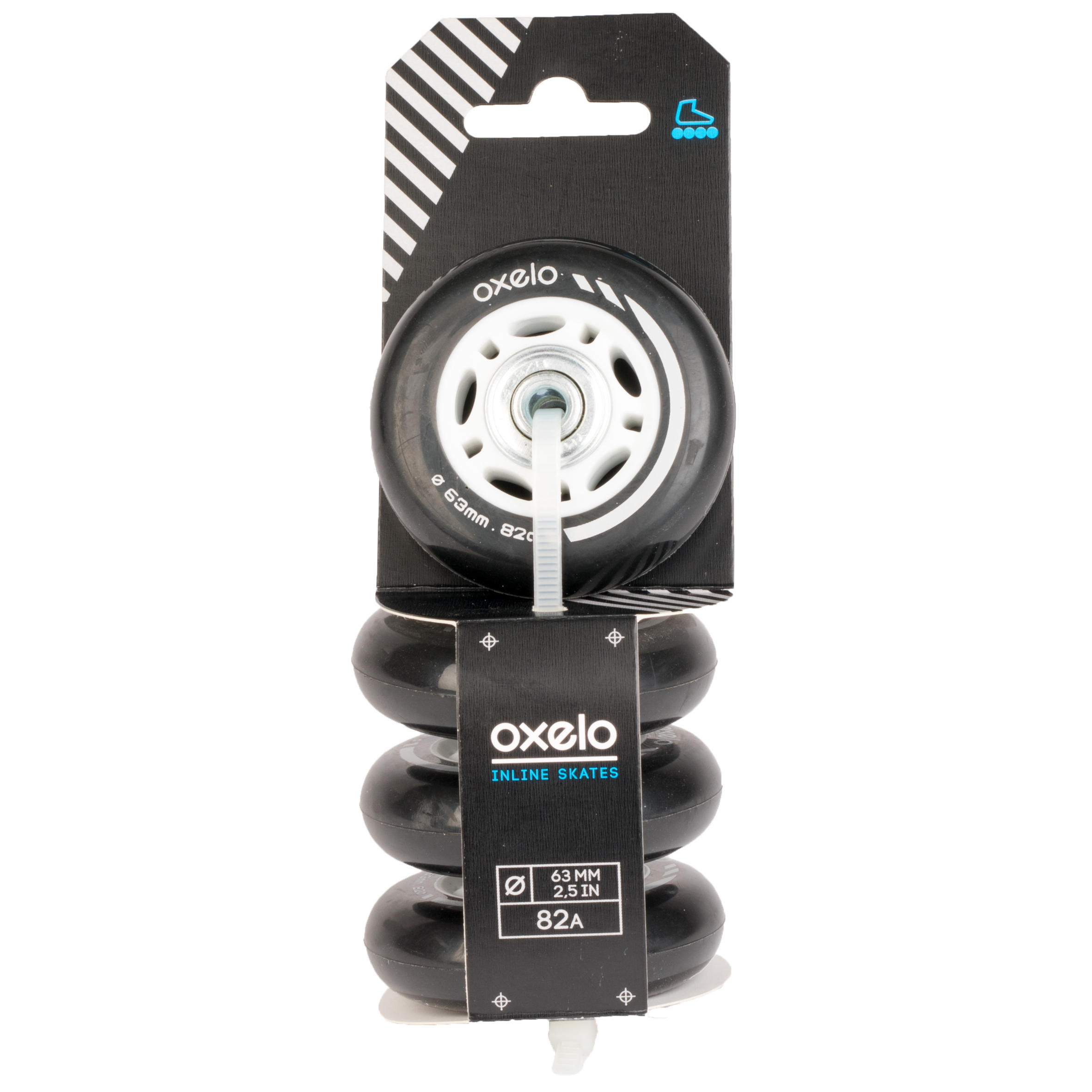 Inline Skating Wheels 63mm / 82A with Bearings 4-Pack - Kids - OXELO