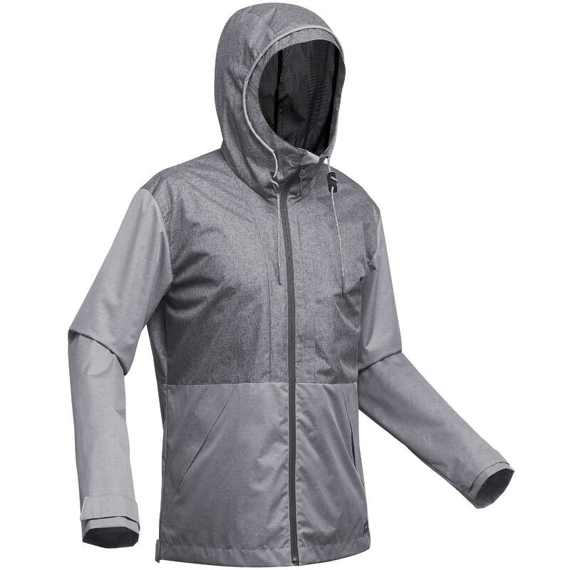 MEN APPAREL OUTFIT TRAVEL TREK Hiking - M Jkt Travel100 Compact - Grey FORCLAZ - Hiking Jackets