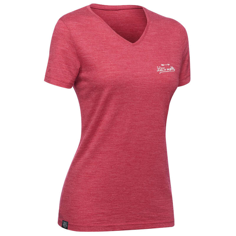 WOMEN APPAREL OUTFIT TRAVEL TREK Trekking - Travel500 W SS T-shirt - Pink FORCLAZ - Trekking