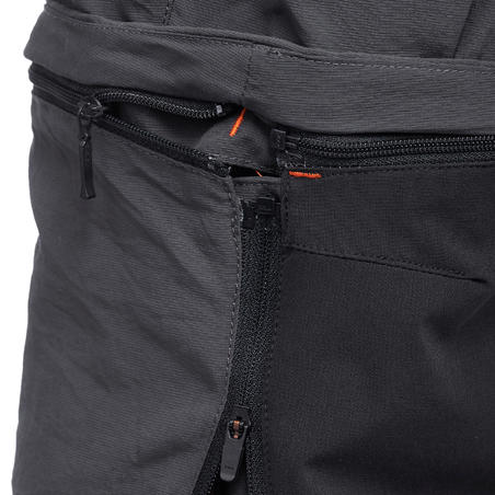 Чоловічі модульні штани TREK 500 для трекінгу в горах - Темно-сірі