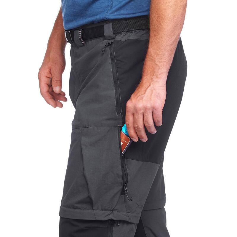 Pantalon modulable de trek montagne - TREK 500 gris foncé homme