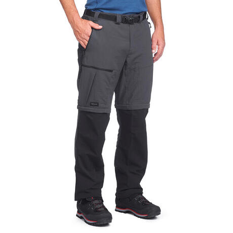 Men's Mountain Trekking Modular Trousers - TREK 500 - Dark Grey | forclaz